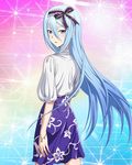  1girl blue_eyes blue_hair hair_ribbon krulcifer_einfolk long_hair saijaku_muhai_no_bahamut small_breasts 