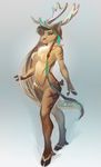  anthro antlers breasts cervine elk featureless_breasts female hair horn kardie long_hair looking_at_viewer mammal nude smile solo standing wide_hips 