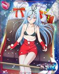  1girl blue_eyes blue_hair bra hair_ribbon krulcifer_einfolk long_hair saijaku_muhai_no_bahamut santa small_breasts 