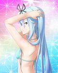  1girl blue_eyes blue_hair hair_ribbon krulcifer_einfolk long_hair saijaku_muhai_no_bahamut small_breasts 