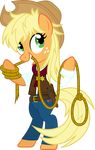  applejack_(mlp) badge blonde_hair clothing cowboy cowboy_hat cutie_mark earth_pony equine female feral freckles friendship_is_magic fur green_eyes hair hat horse hotsun6392_(artist) jeans lasso mammal my_little_pony pants pony rope sheriff smile solo standing vest 