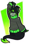  anthro clothed clothing demon eyes_closed feline fur hair horn hybrid male mammal ottahz simple_background solo 