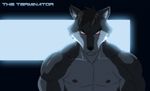  2016 android anthro biceps canine glowing glowing_eyes looking_at_viewer machine male mammal muscular muscular_male pecs red_eyes robot solo terminator wolf xxsparcoxx 