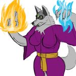  anthro breasts canine claws clothed clothing female fire greyscarborough guide_lines ice link:_the_faces_of_evil lupay magic mammal nintendo robe solo the_legend_of_zelda third_eye video_games wolf yellow_eyes 