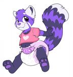  &lt;3 ambiguous_gender anthro clothing cub cuddlehooves diaper feet fur looking_at_viewer mammal navel pawpads purple_eyes purple_fur red_panda smile solo standing young 
