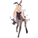  animal_ears aviator_sunglasses black_footwear black_legwear blonde_hair bow breasts bunny_ears bunnysuit card cleavage eyewear_on_head full_body girls_frontline gun hair_bow high_heels holding holding_weapon large_breasts long_hair looking_at_viewer low-tied_long_hair m1918_bar m1918_bar_(girls_frontline) machine_gun necktie official_art pantyhose playing_card shoes solo suisai sunglasses transparent_background very_long_hair weapon yellow_eyes 