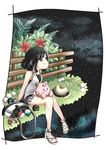  arms_behind_back bag bangs bare_arms bare_legs bare_shoulders belt black_border black_eyes black_hair black_shorts border bush clefairy cutoffs dive_ball fence flower gen_1_pokemon grass handbag hat hat_belt hat_removed headwear_removed highres knees_together_feet_apart koyori-018 leaf looking_up luxury_ball mizuki_(pokemon) night outdoors outside_border parted_bangs poke_ball pokemon pokemon_(creature) pokemon_(game) pokemon_sm premier_ball sandals shirt shoes short_hair shorts simple_background sitting sky smile solo star_(sky) starry_sky stuffed_toy tank_top trilby white_background white_footwear white_shirt wooden_fence 