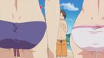  2girls ass beach bikini brown_hair dimples_of_venus head_between_breasts hearts multiple_boys multiple_girls mutsumi_asuma nishina_shima pov_ass serinuma_kae swimsuit watashi_ga_motete_dousunda 