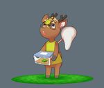  animal_crossing anthro antlers blonde_hair blue_eyes cervine chital cosmicminerals deer deer-spangle eyewear glasses hair hooves horn male mammal net nintendo solo video_games 