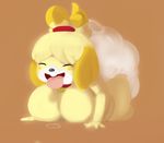  animal_crossing big_breasts breasts canine diaper drchops drooling feces isabelle mammal nintendo saliva scat smile soiling tongue tongue_out video_games 