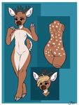  anthro antlers blonde_hair butt cervine chital deer deer-spangle hair hooves horn male mammal model_sheet nude solo spots 