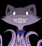  2012 black_background cat catapuss cephalopod digital_media_(artwork) feline glowing glowing_eyes hybrid looking_at_viewer male mammal marine missbutler necktie octopus rape_face simple_background smile solo teeth tentacles 