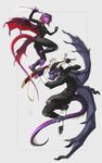  4_toes 5_fingers anthro clothed clothing dagger digitigrade dragon duo eyewear female glasses holding_object holding_weapon horn male melee_weapon melloque membranous_wings simple_background smile sword toes weapon white_background wings 