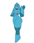  2016 anthro anthrofied areola bellaria blue_body blue_nipples bronzong fan_character female flare-zen navel nintendo nipples not_furry nude pok&eacute;mon pok&eacute;morph red_sclera simple_background solo video_games white_background white_eyes wide_hips 