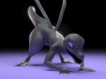  2016 3d_(artwork) 5_fingers 5_toes all_fours ambiguous_gender animated black_scales digital_media_(artwork) front_view gradient_background kazzypoof loop nintendo pok&eacute;mon purple_eyes salazzle scales simple_background toes video_games wide_hips 
