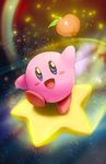  athenawyrm food fruit kirby kirby_(series) kirby_64 open_mouth rainbow smile solo sparkle sparkling_eyes star 