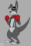  anthro bow_tie boxing_gloves dbd hat kangaroo looking_at_viewer male mammal marsupial solo standing 