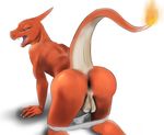  all_fours anthro anthrofied anus balls butt charmeleon clothing dragon kurtis496 looking_back male nintendo nude open_mouth pok&eacute;mon presenting presenting_anus presenting_hindquarters sharp_teeth solo teeth underwear video_games 