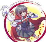  alternate_costume animal bird cape chicken chinese_zodiac commentary company_connection happy_new_year iesupa new_year pun rooster roosterteeth ruby_rose rwby smile teeth thighhighs year_of_the_rooster 