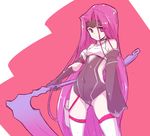  bare_shoulders black_gloves covered_navel detached_sleeves fate/grand_order fate_(series) gloves headband holding holding_weapon kurokuro long_hair looking_at_viewer medusa_(lancer)_(fate) purple_eyes purple_hair rider scythe solo thighhighs very_long_hair weapon 
