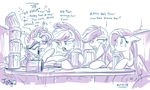  applejack_(mlp) cutie_mark drunk english_text equine eyelashes fluttershy_(mlp) friendship_is_magic fur hair hat hooves horn jowybean mammal my_little_pony nude pegasus rainbow_dash_(mlp) rarity_(mlp) sketch smile text unicorn wings 