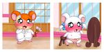  bijou clothed clothing cmnf embarrasment embarrassed enf exposed female food fruit hamster hamtaro hamtaro_(series) humiliated humiliation male mammal onzeno panties pink_panties rodent silly strawberry topless underwear 