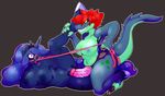  anthro areola big_breasts breasts crocodile crocodilian dildo domination duo equine female female/female female_domination fluffyblarg friendship_is_magic horn leash lying mammal my_little_pony nipples on_side overweight princess_luna_(mlp) pussy reins reptile scalie sex_toy strapon unicorn 