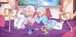  2boys 2girls ass bed blanc blush bound_ankles brown_hair choujigen_game_neptune choujigen_game_neptune_mk2 compile_heart dogoo dress eyes_closed feet foot_tickling hat idea_factory laughing long_hair lying multiple_boys multiple_girls neptune_(series) no_shoes open_mouth pantyhose pillow planeptune ram_(choujigen_game_neptune) rom_(choujigen_game_neptune) shiny shiny_hair short_hair siblings sisters smile soles stuffed_animal stuffed_toy tickling toes twins white_legwear 