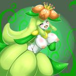  anthro big_breasts breasts crown female fluffyblarg lilligant nintendo nipples open_mouth overweight pok&eacute;mon smile solo video_games wide_hips 