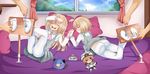  2boys 2girls ass bed blanc blush bound_ankles brown_hair choujigen_game_neptune choujigen_game_neptune_mk2 compile_heart dogoo eyes_closed feet foot_tickling hand_holding idea_factory laughing long_hair lying multiple_boys multiple_girls neptune_(series) no_shoes open_mouth pantyhose pillow planeptune ram_(choujigen_game_neptune) rom_(choujigen_game_neptune) school_uniform shiny shiny_hair short_hair siblings sisters skirt smile soles stuffed_animal stuffed_toy tickling toes twins 