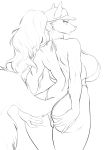  absurd_res anthro big_breasts big_butt black_and_white breasts butt canid canine cervina7_(artist) clothing female hand_on_butt hi_res holding_butt looking_back mammal monochrome rear_view solo spread_butt spreading underwear 