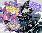  1girl bare_shoulders blonde_hair breasts choker cleavage commentary_request dark_magician dark_magician_girl duel_monster hat large_breasts long_hair misaka_(missa) smile staff wizard_hat yuu-gi-ou yuu-gi-ou_duel_monsters 