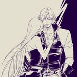  1boy 1girl ass blonde_hair choker couple dante_(devil_may_cry) devil_may_cry devil_may_cry_2 eyes_closed hug leather silver_hair trish_(devil_may_cry) 