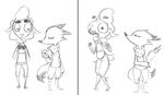  2016 anthro canine caprine charlie_(weaver) clothed clothing comic disney eyes_closed female fox fur gender_transformation male mammal middry monochrome nervous pack_street remmy_cormo sheep sweat transformation wool zootopia 