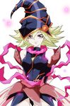 1girl breasts duel_monster female gagaga_girl hat large_breasts long_hair magical_girl shiny smile solo wizard_hat yu-gi-oh! 