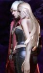  1boy 1girl ass ass_grab blonde_hair breasts choker couple dante_(devil_may_cry) devil_may_cry devil_may_cry_4 hug leather silver_hair trish_(devil_may_cry) 