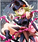  1girl bare_legs breasts duel_monster female gagaga_girl hat large_breasts long_hair magical_girl shiny shiny_skin smile solo wizard_hat yu-gi-oh! 
