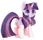  2016 butt clothing equine feathered_wings feathers female feral friendship_is_magic hair horn legwear long_hair looking_at_viewer mammal momomistress multicolored_hair multicolored_tail my_little_pony purple_eyes purple_feathers simple_background smile socks solo twilight_sparkle_(mlp) white_background winged_unicorn wings 
