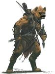  armor arrow bow dungeons_&amp;_dragons female flind flindbar gnoll hyena leather leather_armor mammal official_art pathfinder scowling solo weapon 