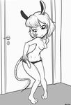  anthro black_and_white breasts clothed clothing frown glamorous_love glamorous_love_(artist) hair mammal marsupial maude_o&#039;dell monochrome nipples opossum panties solo the_tale_of_jasper_gold topless underwear undressing 