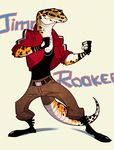  ambiguous_gender anthro camo clothed clothing leopard_gecko reptile scalie simple_background solo text zarnala 