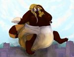  anthro bear big_breasts blonde_hair breasts diaper feces female hair huge_breasts hyper hyper_feces hyper_soiling macro mammal panda red_panda scat soiling stonedshiba 