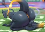  2016 all_fours anthro anus backsack balls big_anus big_balls big_butt big_penis butt dark_skin depth_of_field digital_media_(artwork) erection hi_res huge_butt humanoid_penis justmegabenewell legendary_pok&eacute;mon looking_at_viewer looking_back male mewtwo nintendo nude outside penis pok&eacute;mon pokken_tournament presenting presenting_hindquarters purple_eyes raised_tail solo video_games yellow_eyes 