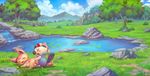  amazing_background anal anal_penetration balls blazingifrit detailed_background duo eyes_closed grass male male/male nintendo oshawott outside penetration penis pok&eacute;mon sex skitty tail_sex video_games water 