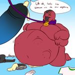  4_arms alien anthro balls belly ben_10 ben_10:_omniverse big_belly cartoon_network clothing four_arms_(ben_10) humanoid male moobs multi_arm multi_eye multi_limb not_furry nude obese open_mouth overweight penis red_skin simple_background snozzy solo tetramand text vore 