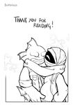  anthro blattarieva breasts clothed clothing comic english_text eyes_closed female fish_(nuclear_throne) greyscale hug male male/female marine monochrome nipples nuclear_throne pregnant rebel_(nuclear_throne) romantic_couple scalie signature standing text topless 