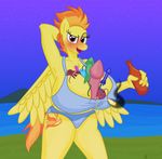  anthro armpits beach big_breasts bikini blush bottle breasts brown_eyes clothing cutie_mark equine feathered_wings feathers female firecracker fireworks friendship_is_magic fur gunpowdergreentea hair horse huge_breasts looking_at_viewer mammal my_little_pony night_sky open_mouth orange_hair pegasus pony rocket seaside smile spitfire_(mlp) swimsuit thick_thighs water wide_hips wings wonderbolts_(mlp) 