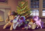  2016 baby bat_pony box christmas christmas_tree cute dennyvixen equine eyes_closed fan_character fangs female holidays horse lying male mammal night_lark offspring on_front open_mouth ornament pegasus pony snow snowing stellar_eclipse_(mlp) tree wings young 