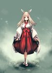  animal_ears blonde_hair full_body highres hitomaru japanese_clothes long_hair looking_at_viewer non-web_source original red_eyes solo 