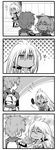  4koma animal_ears blush chin_tickle comic dark_skin erune gran_(granblue_fantasy) granblue_fantasy greyscale highres long_hair monochrome multiple_girls ono_misao sen_(granblue_fantasy) translation_request zooey_(granblue_fantasy) 